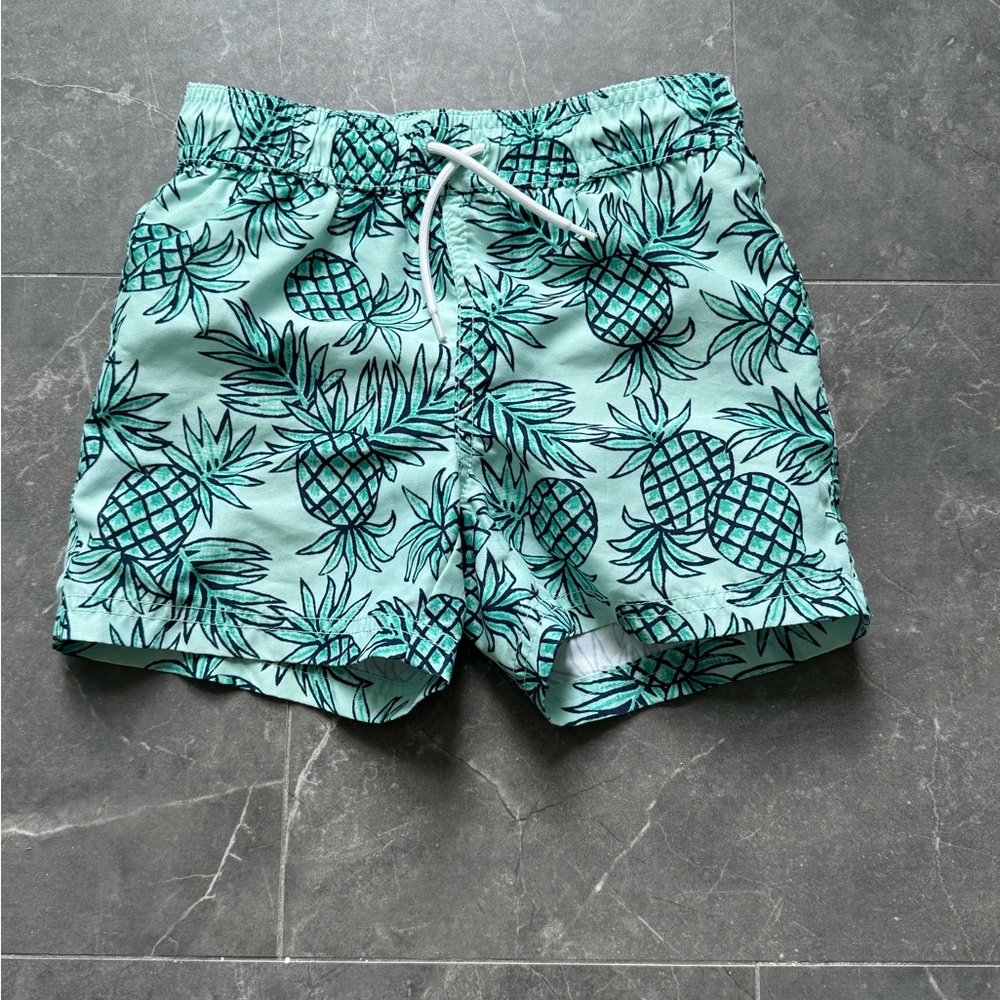 Janie and Jack Pineapple Print Swim Trunks - Aqua